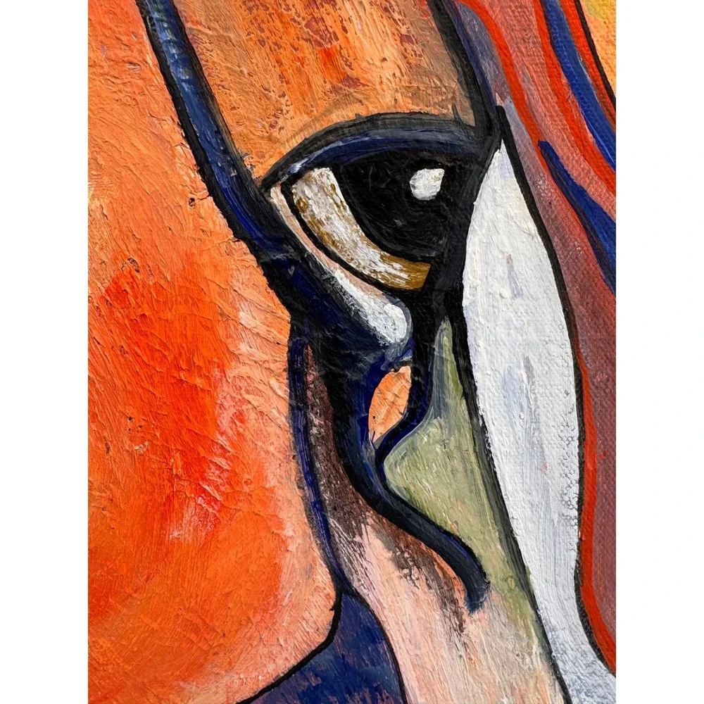 Dos Rios Original Oil Painting Horse Abstract Expressionist Canvas 2012 Signed - Picture 3 of 12
